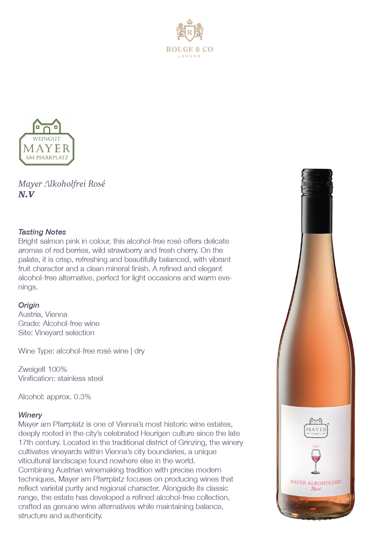 Alcohol-Free Rose Wine-Mayer AM Pfarrplatz