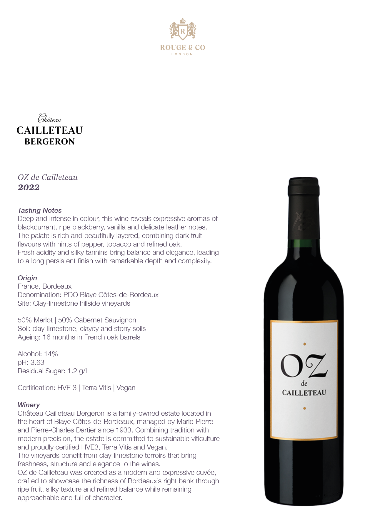 Red Wine Oz de Cailleteau-Chateau Cailleteau Bergeron