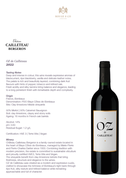 Red Wine Oz de Cailleteau-Chateau Cailleteau Bergeron