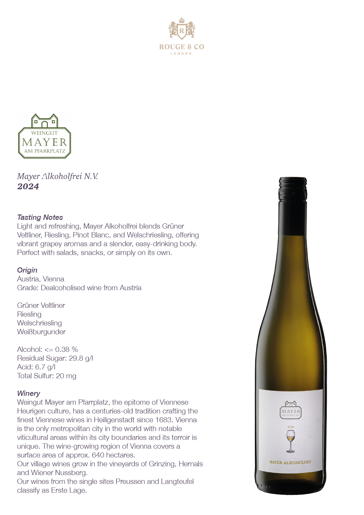Alcohol-Free White Wine-Mayer AM Pfarrplatz