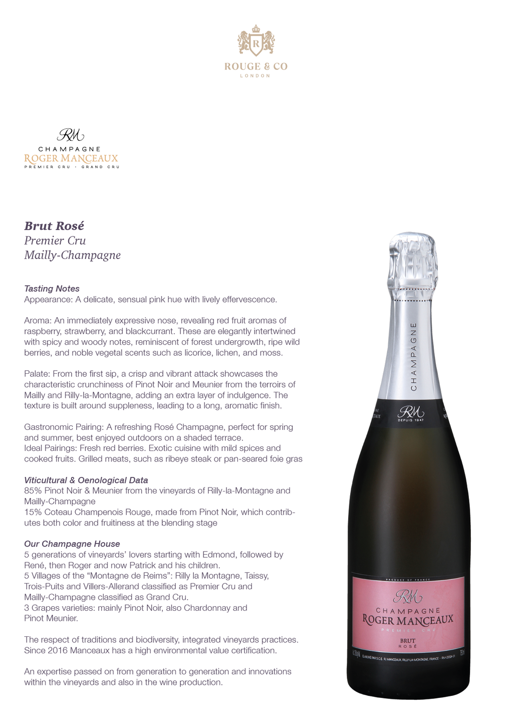 Champagne Rose Brut Premier Cru - Roger Manceaux