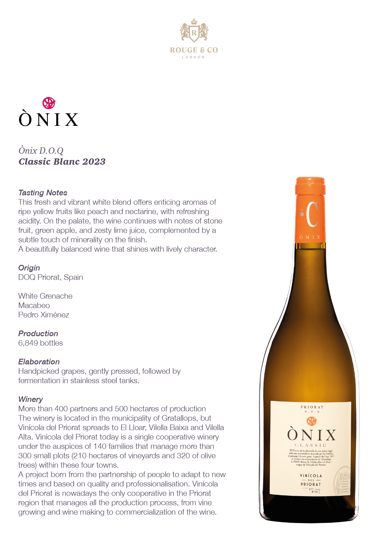 White Wine Onix Classic Blanc-Vinicola del Priorat