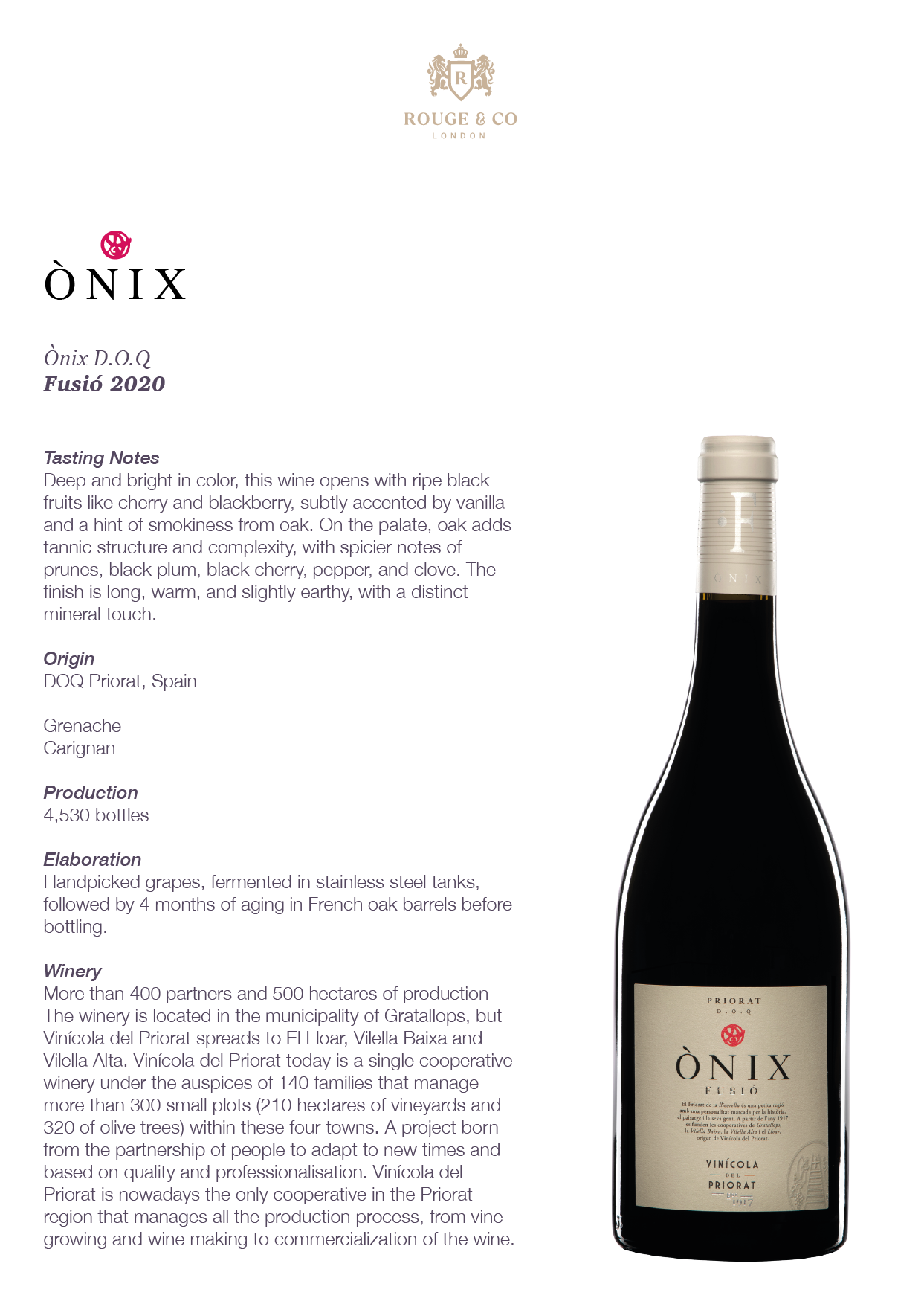 Red Wine Onix Fusio-Vinicola del Priorat