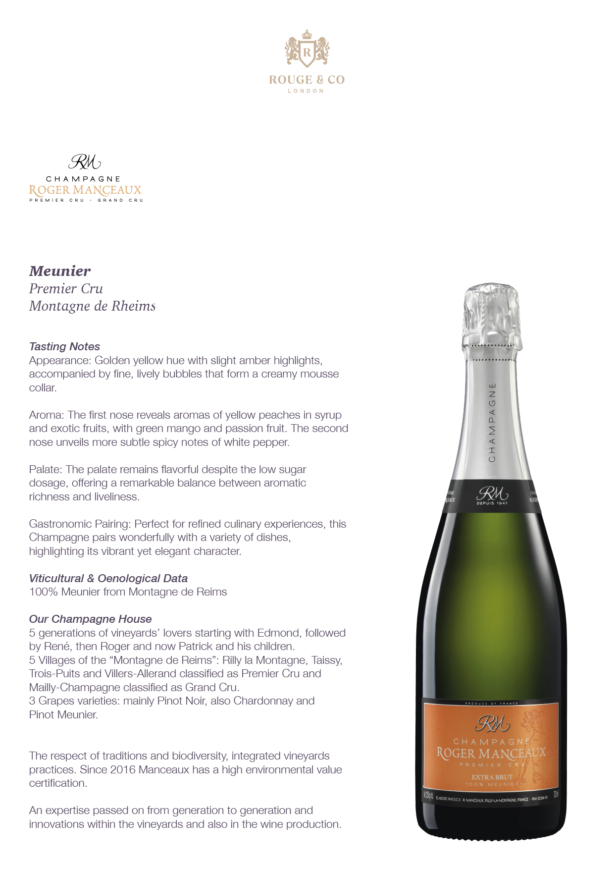 Champagne 100% Meunier Premier Cru - Roger Manceaux