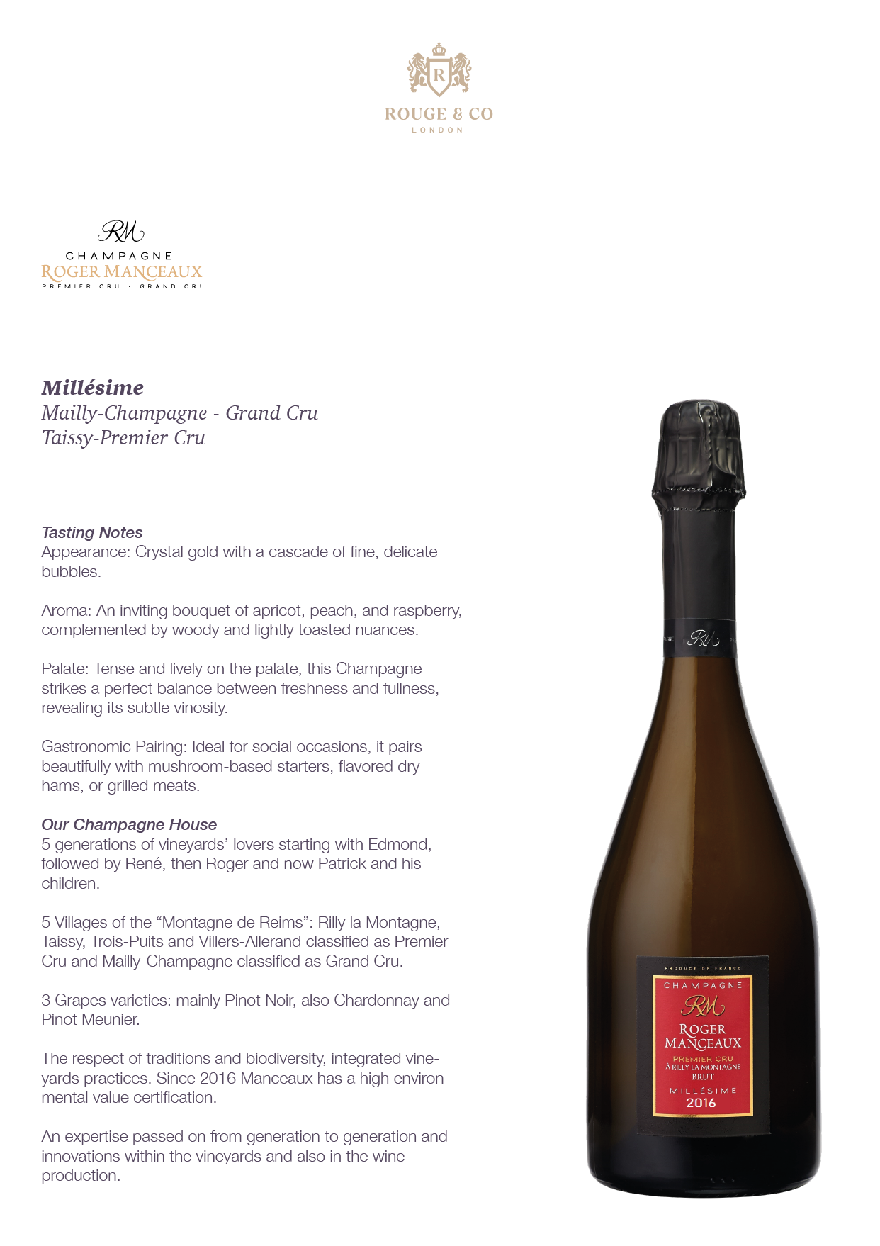 Champagne Millesime 2018-Roger Manceaux