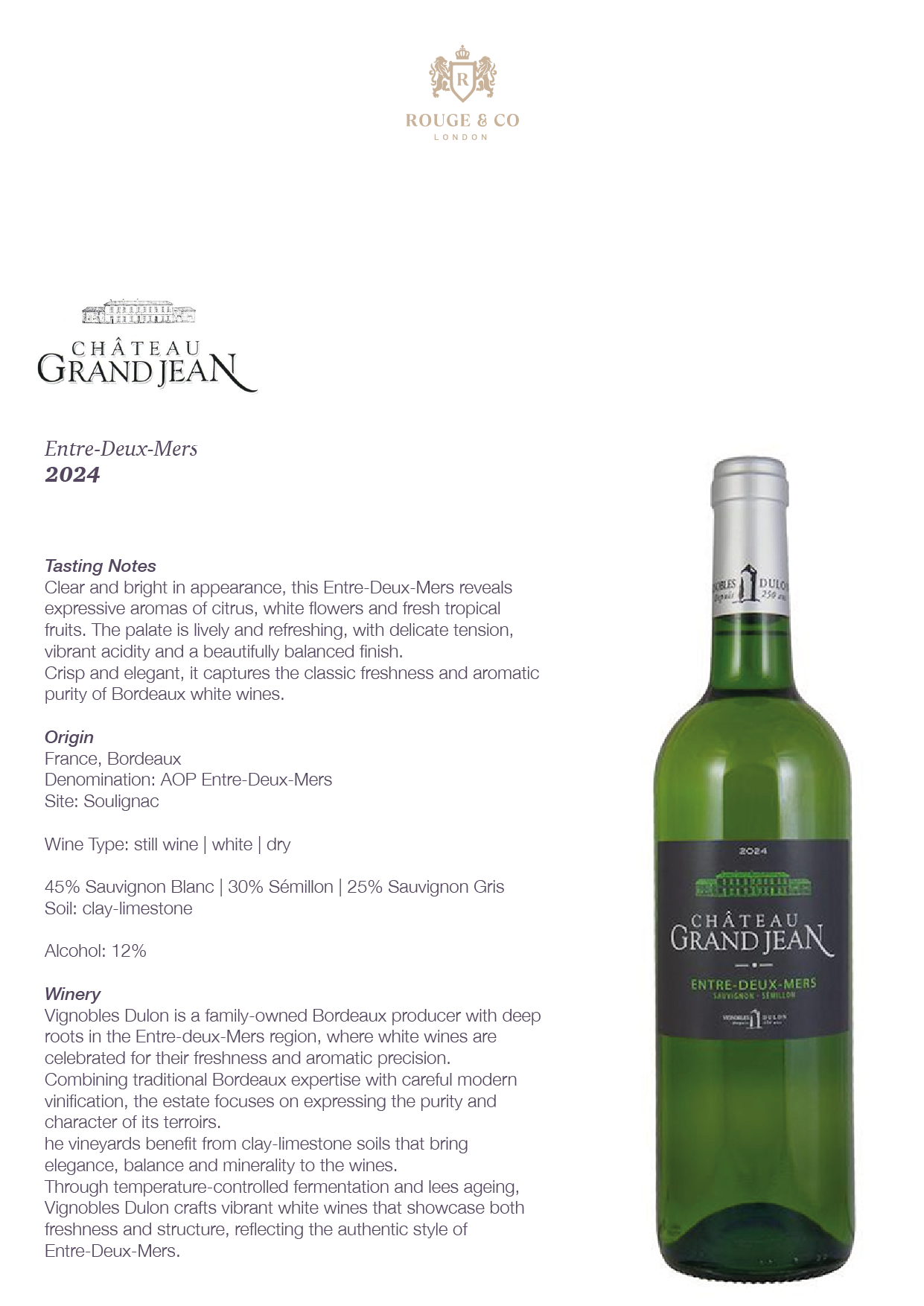 White Wine Entre-Deux-Mers 2024-Vignobles Dulon