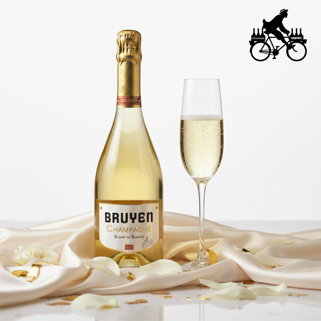Bruyen Blanc de Blancs with Cyclist Logo White Background