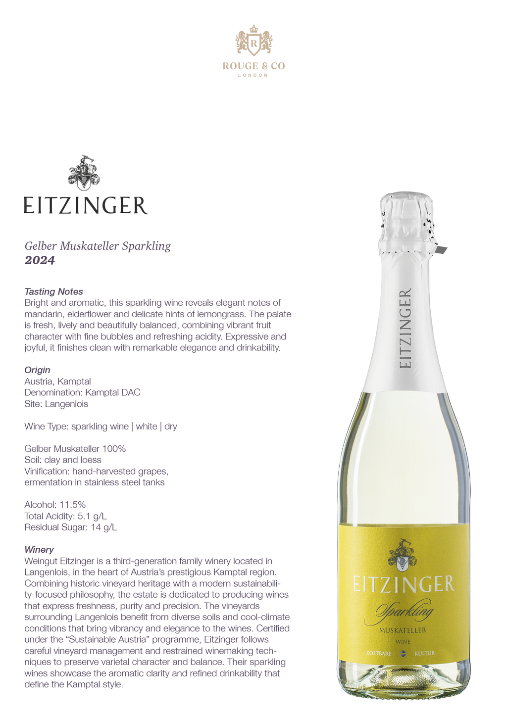 Sparkling Gelber Muskateller Brut Eitzinger