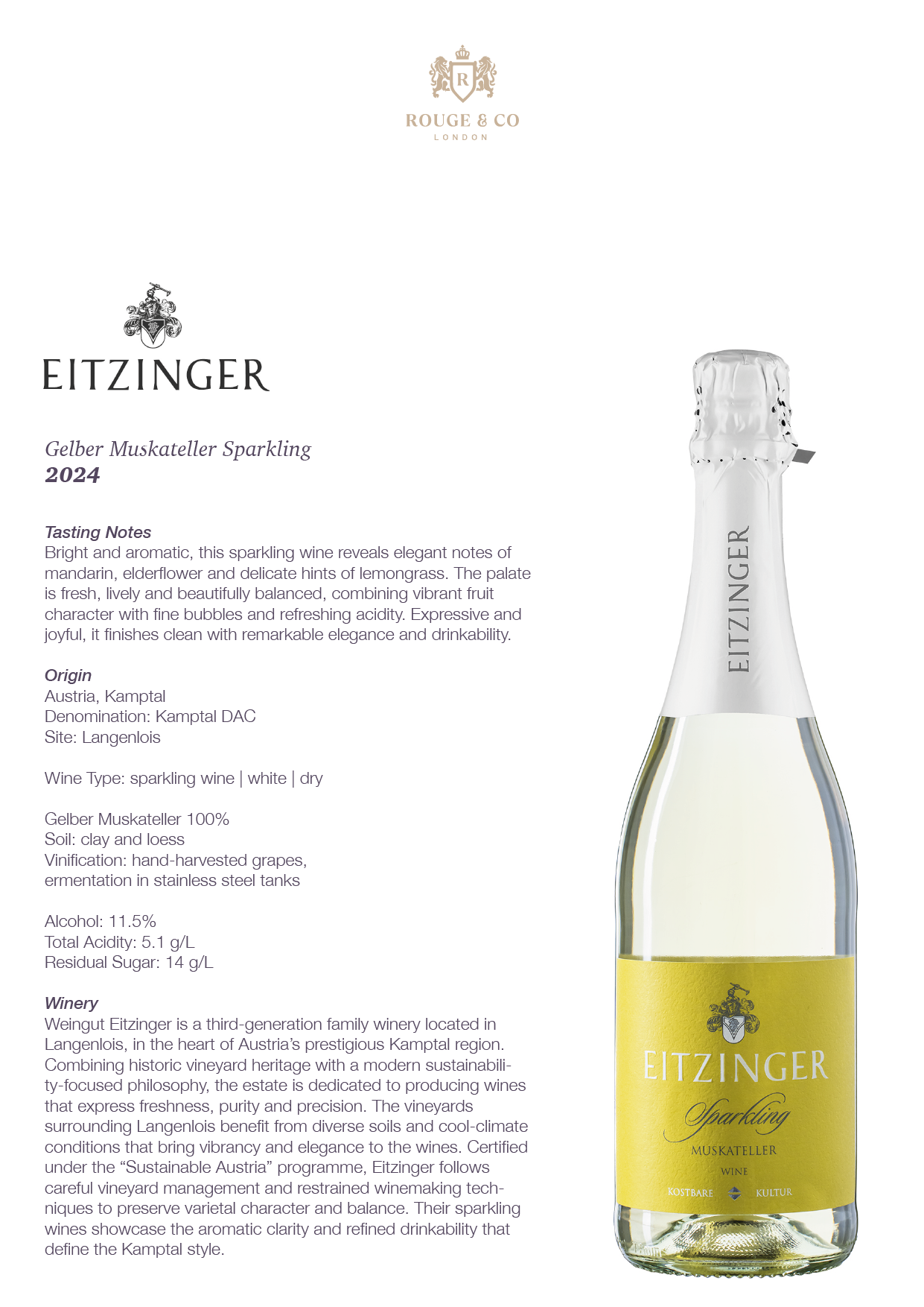 Sparkling Gelber Muskateller Brut Eitzinger