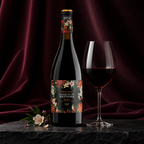 Marqués de Reinosa Graciano bottle beside a glass of red wine in an editorial setting
