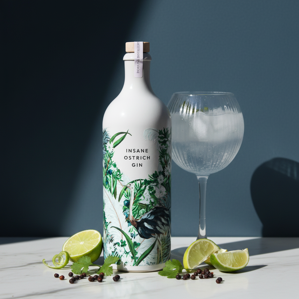 Insane Ostrich Gin — Moody Blue Square