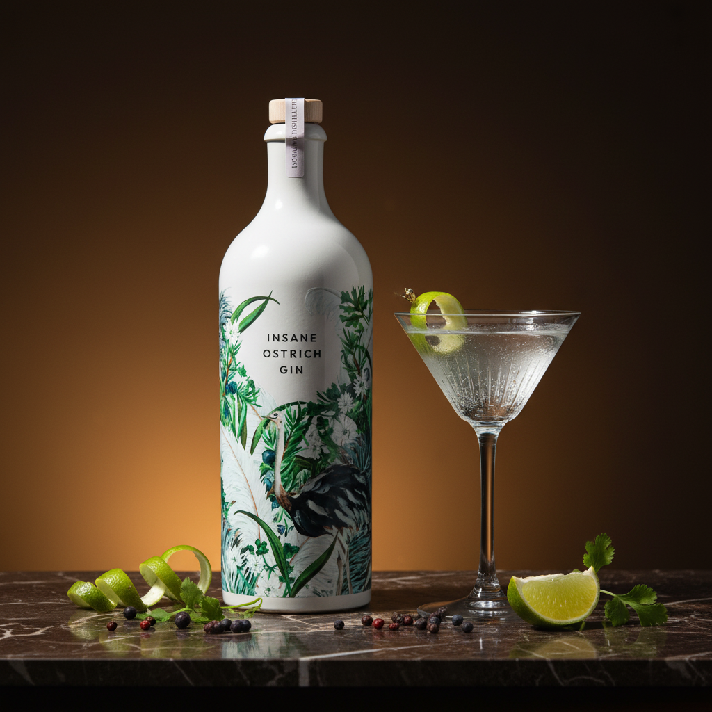 Insane Ostrich Gin — Warm Amber Square