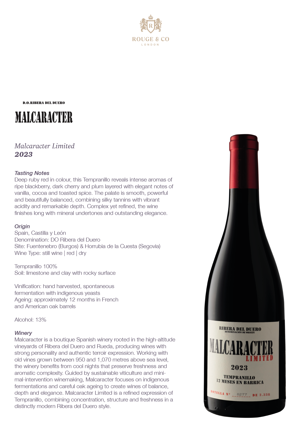 Red Wine Malcaracter Limited-Malcaracter