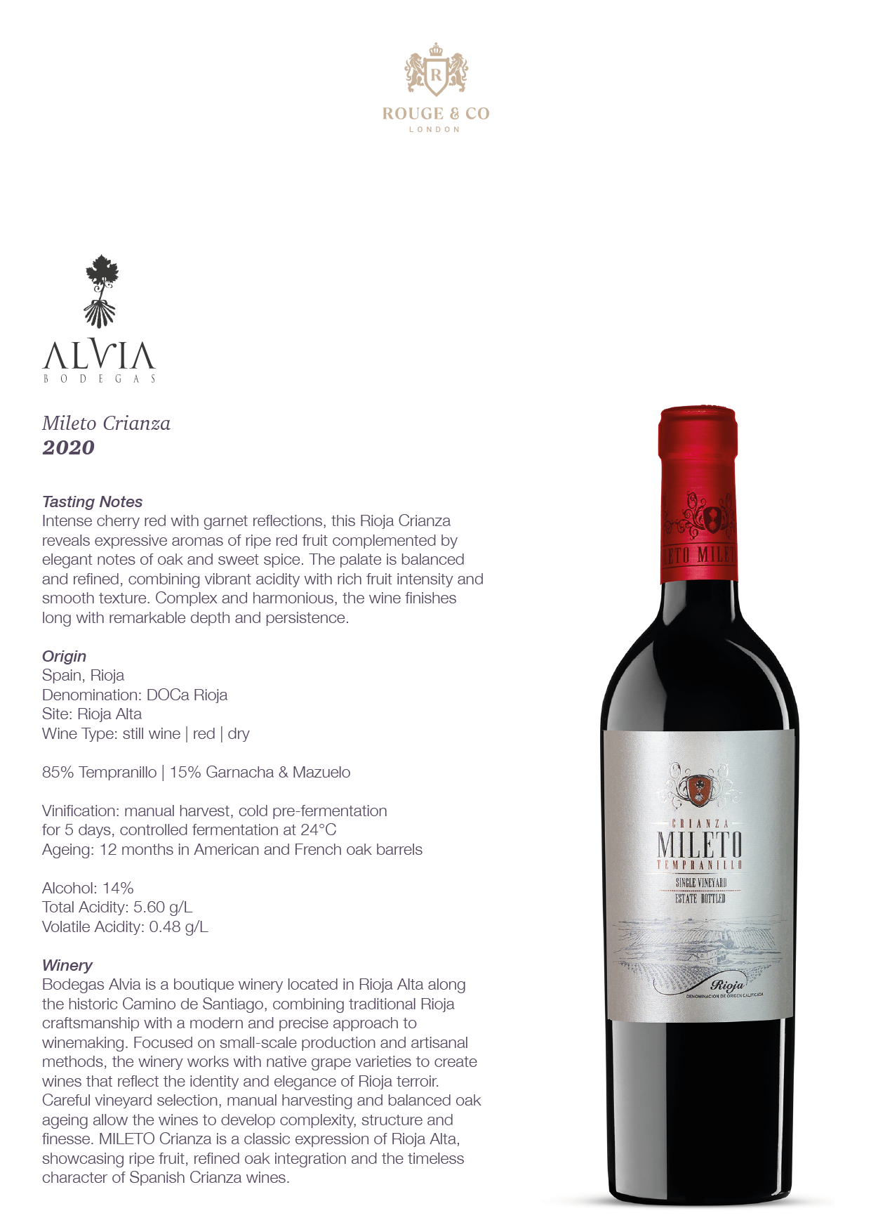 Red Wine Mileto Crianza-Bodegas Alvia