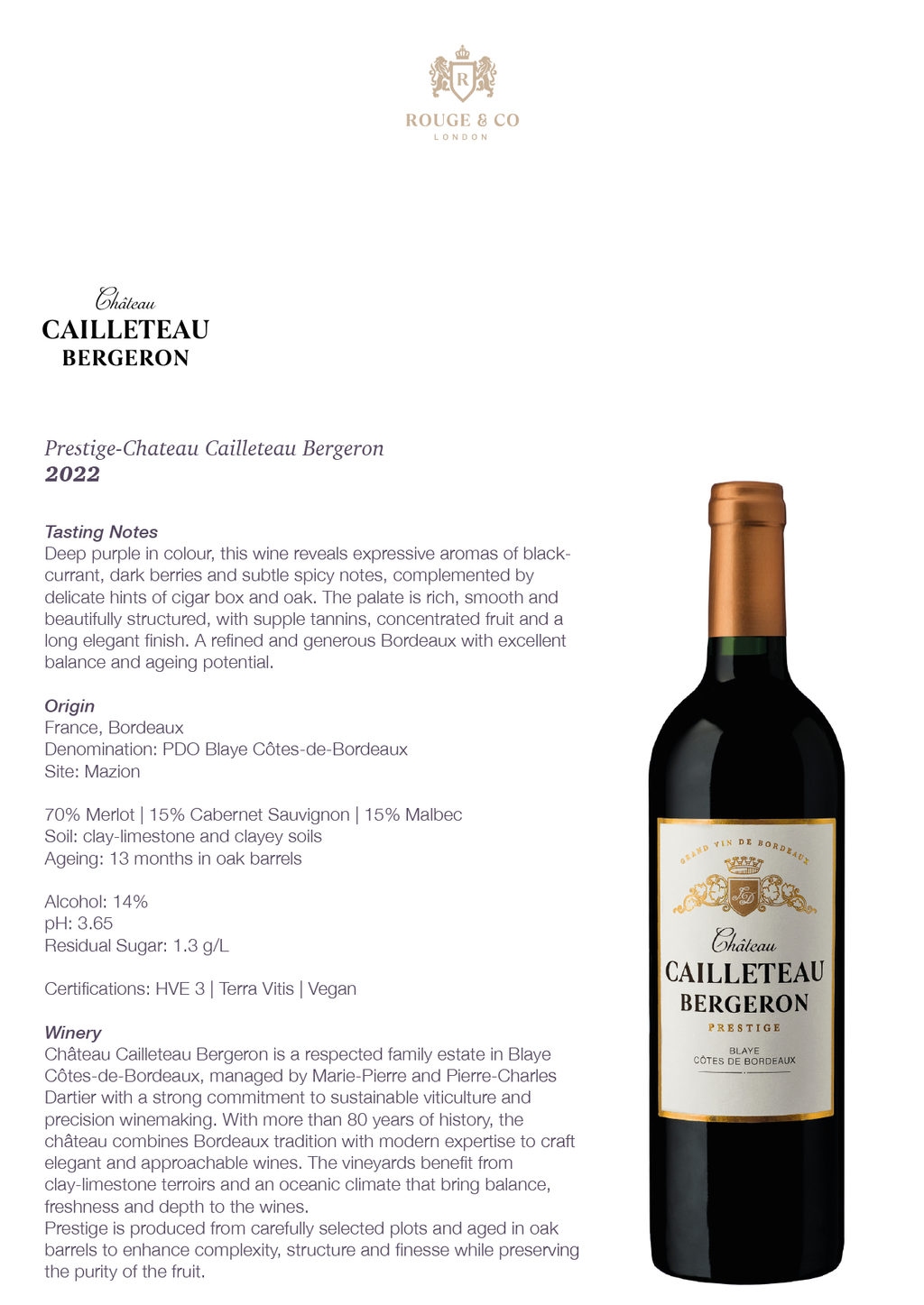 Red Wine Prestige-Chateau Cailleteau Bergeron