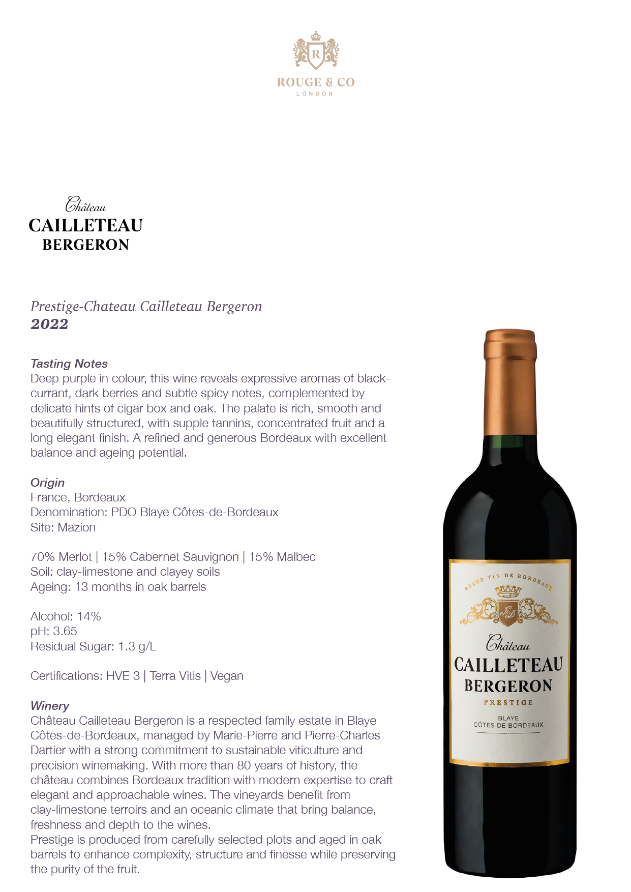 Red Wine Prestige-Chateau Cailleteau Bergeron